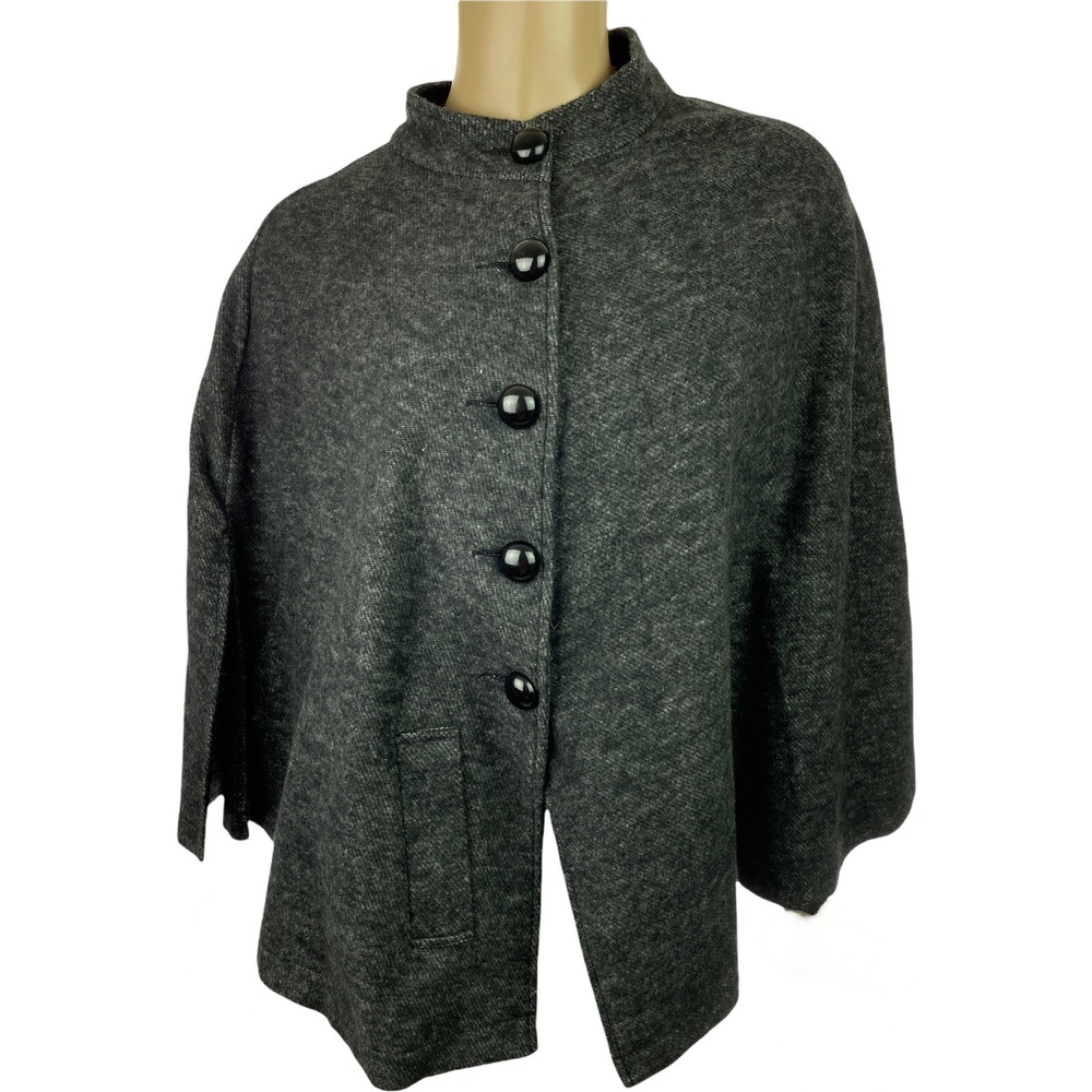 Stella Starr Size S Gray Poncho 5 Black Buttons Cotton/Polyester